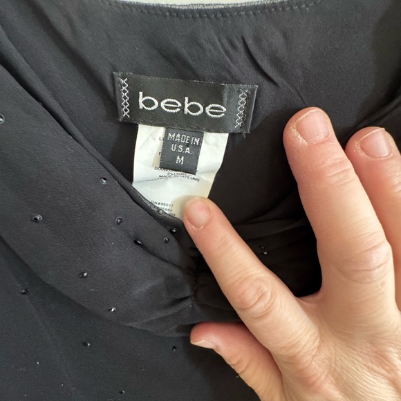 Bebe formal little black dress with black rhinestone detail - Picture 2 of 4